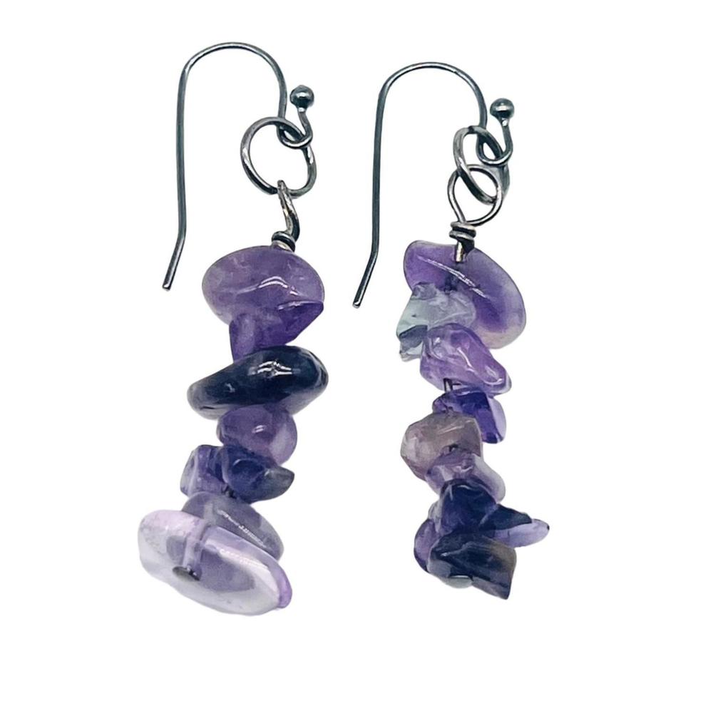 NEW JEWELIT women's amethyst chip earrings in purple